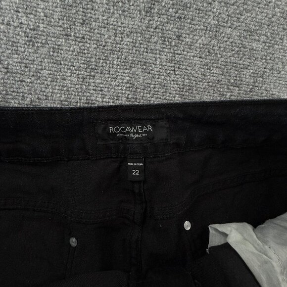 Rocawear Y2K Women Jeans Size 22 Black Pockets Embellished Spell Out Logo 1999 - Picture 14 of 16